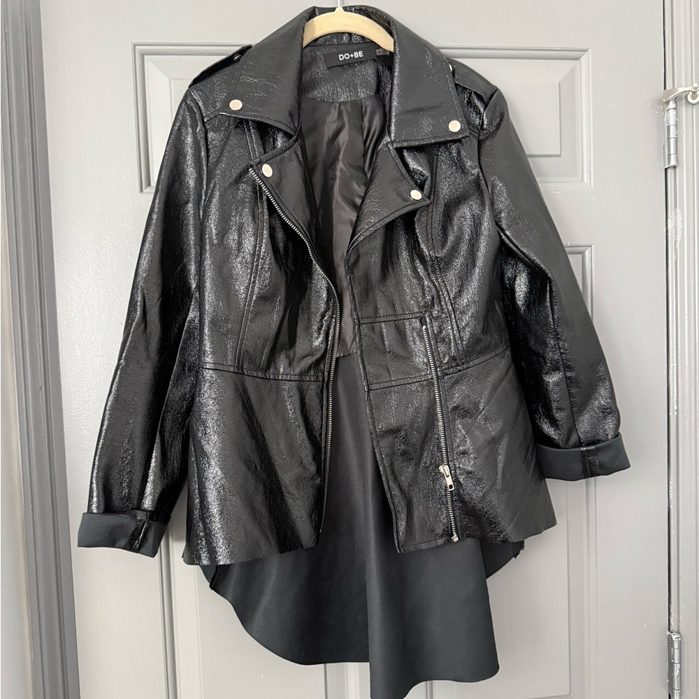 DO+BE Shiny Black Leather Jacket